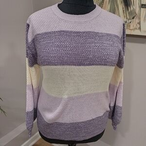 NWTS Plus Size Zenana Purple Color Block Woven Pullover Sweater